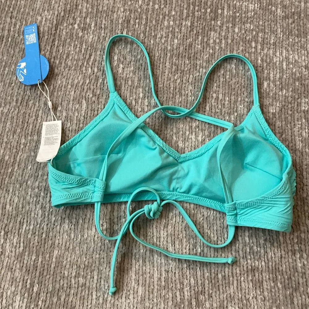 Cupshe Elaine Criss Cross Bikini‎ Top Size Small Teal Blue